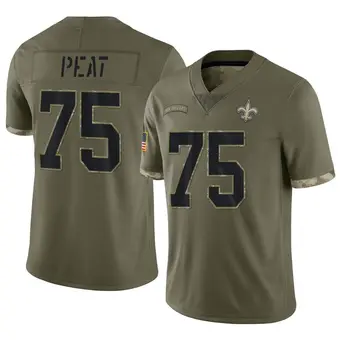 Men's Andrus Peat Olive Limited 2022 Salute To Service Football Jersey