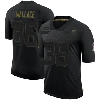 Men's Deuce Wallace Black Limited 2020 Salute To Service Football Jersey