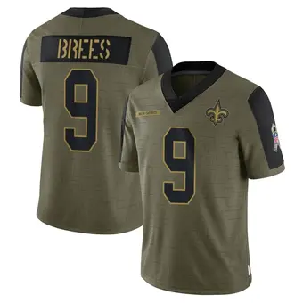 Men's Drew Brees Olive Limited 2021 Salute To Service Football Jersey