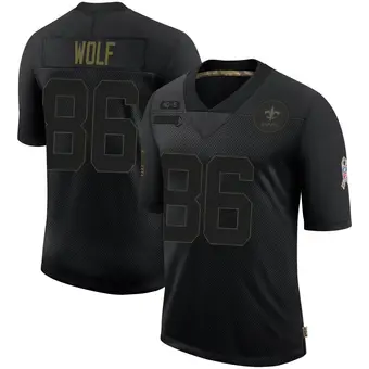 Men's Ethan Wolf Black Limited 2020 Salute To Service Football Jersey