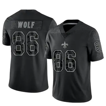 Men's Ethan Wolf Black Limited Reflective Football Jersey
