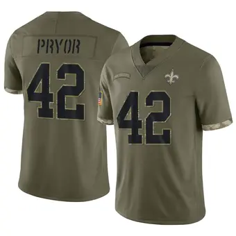 Men's Isaiah Pryor Olive Limited 2022 Salute To Service Football Jersey