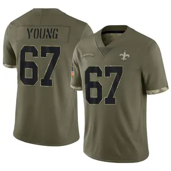 Men's Landon Young Olive Limited 2022 Salute To Service Football Jersey