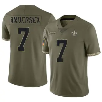 Men's Morten Andersen Olive Limited 2022 Salute To Service Football Jersey