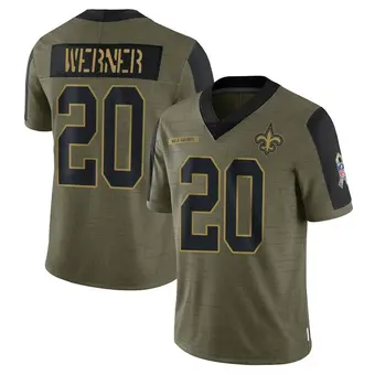 Men's Pete Werner Olive Limited 2021 Salute To Service Football Jersey
