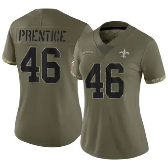 Women's Adam Prentice Olive Limited 2022 Salute To Service Football Jersey