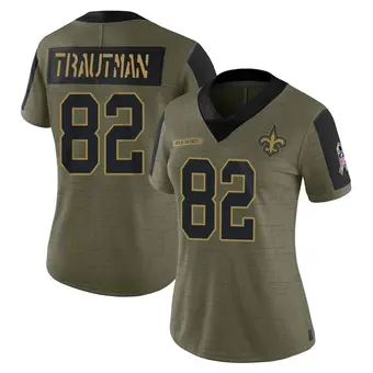 Women's Adam Trautman Olive Limited 2021 Salute To Service Football Jersey