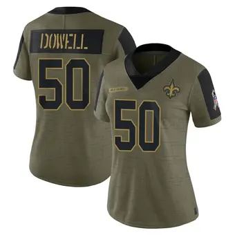 Women's Andrew Dowell Olive Limited 2021 Salute To Service Football Jersey