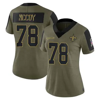 Women's Erik McCoy Olive Limited 2021 Salute To Service Football Jersey