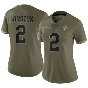 Women's Jameis Winston Olive Limited 2022 Salute To Service Football Jersey