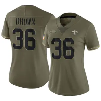 Women's Jordan Brown Olive Limited 2022 Salute To Service Football Jersey