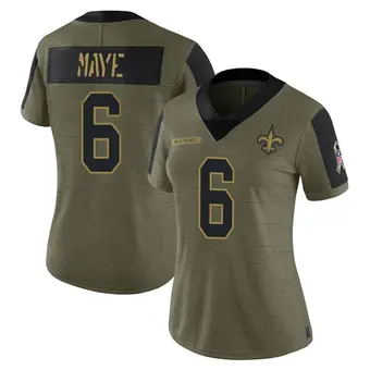 Women's Marcus Maye Olive Limited 2021 Salute To Service Football Jersey