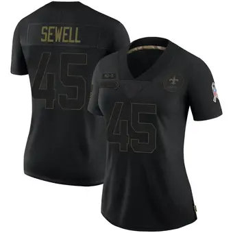 Women's Nephi Sewell Black Limited 2020 Salute To Service Football Jersey