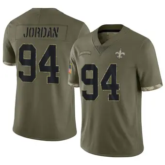 Youth Cameron Jordan Olive Limited 2022 Salute To Service Football Jersey