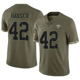 Youth Chase Hansen Olive Limited 2022 Salute To Service Football Jersey