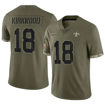 Youth Keith Kirkwood Olive Limited 2022 Salute To Service Football Jersey