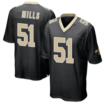 Youth Sam Mills Black Game Team Color Football Jersey