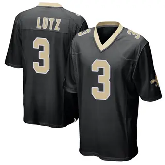 Youth Wil Lutz Black Game Team Color Football Jersey