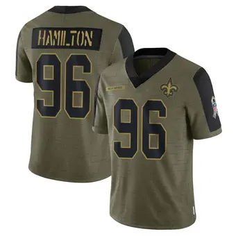 Youth Woodrow Hamilton Olive Limited 2021 Salute To Service Football Jersey